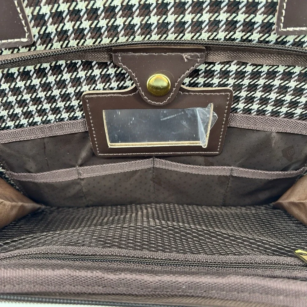 Towne London Fog Travel Duffel Bag Houndstooth Carry On Weekender Cabin Bag NWOT